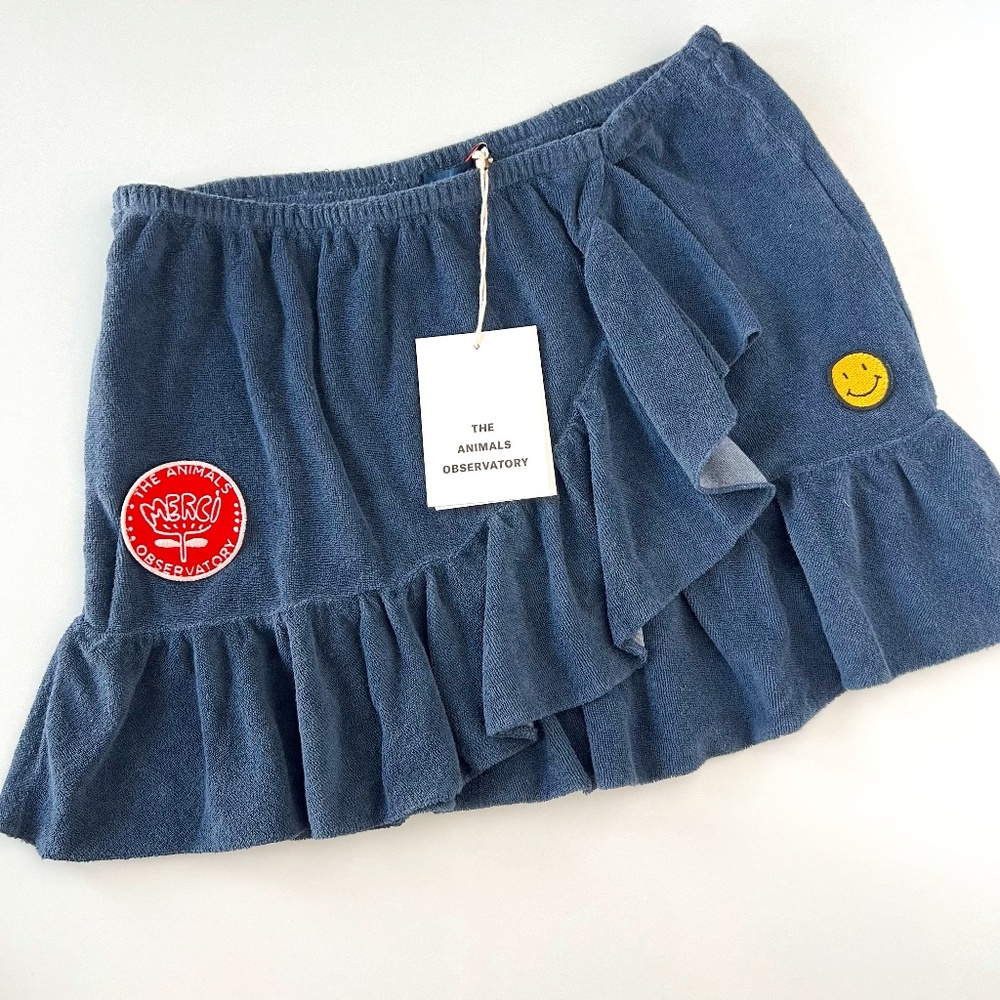 NWT The Animals Observatory Navy Ruffled Terry Cloth Skirt size 10